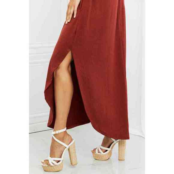Zenana It's My Time Full Size Side Scoop Scrunch Skirt in Dark Rust - Picture 6 of 6